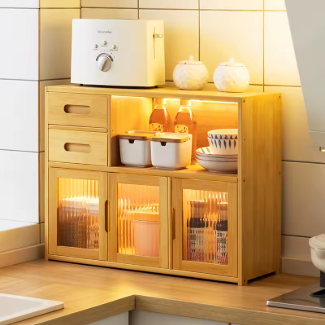 Meuble de Rangement Multifonctionnel en Bambou — Buffet Cuisine Multicouche
