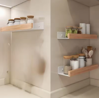 Étagère Murale Salle de Bain en Bois — Support Douche Sans Perçage