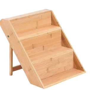Présentoir à Épices en Bambou 3 Niveaux — Organisateur Cuisine Pliable