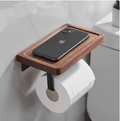 Porte-Papier Hygiénique en Bois Massif — Support Mural avec Étagère Téléphone